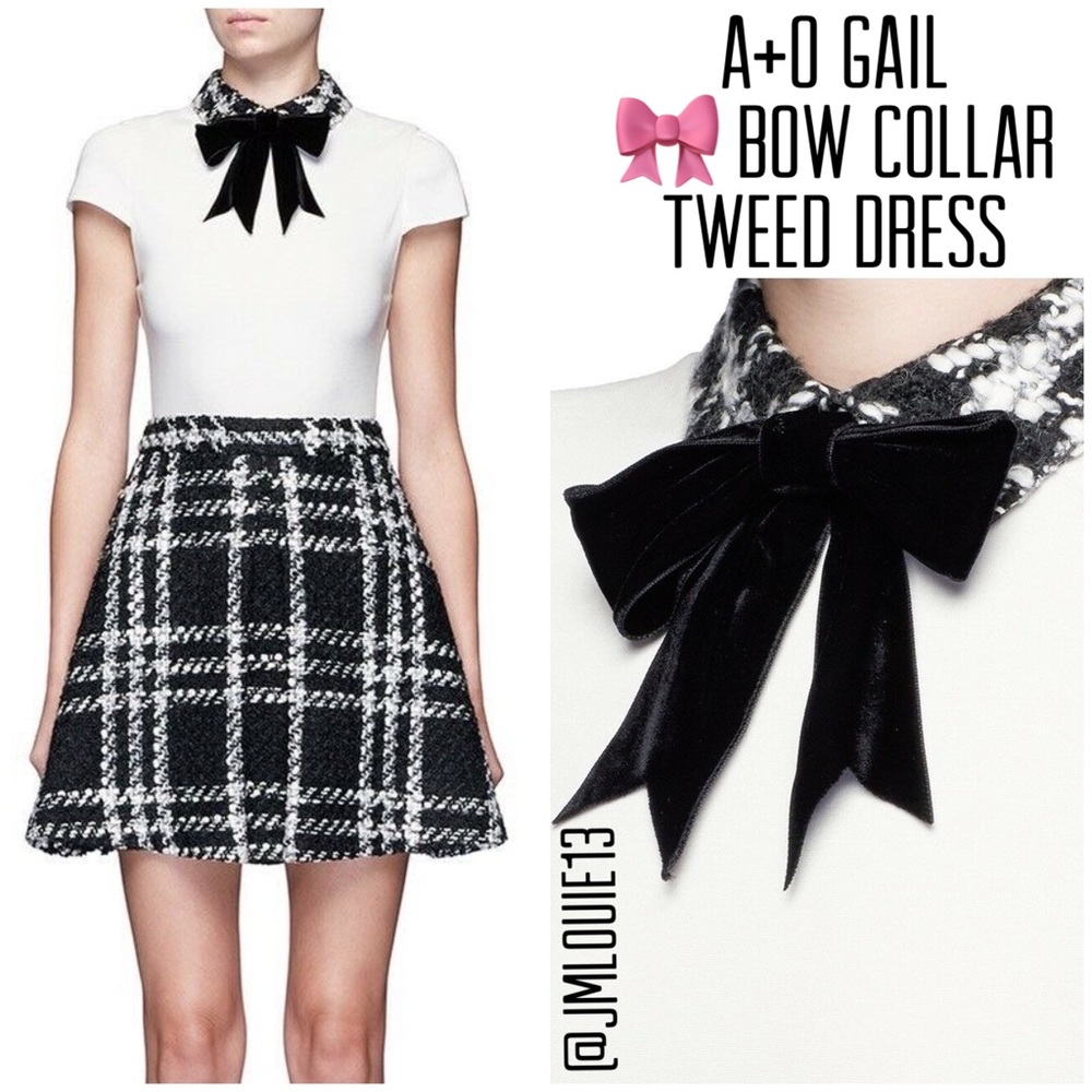 Alice + Olivia Black and White Tweed Mini Dress